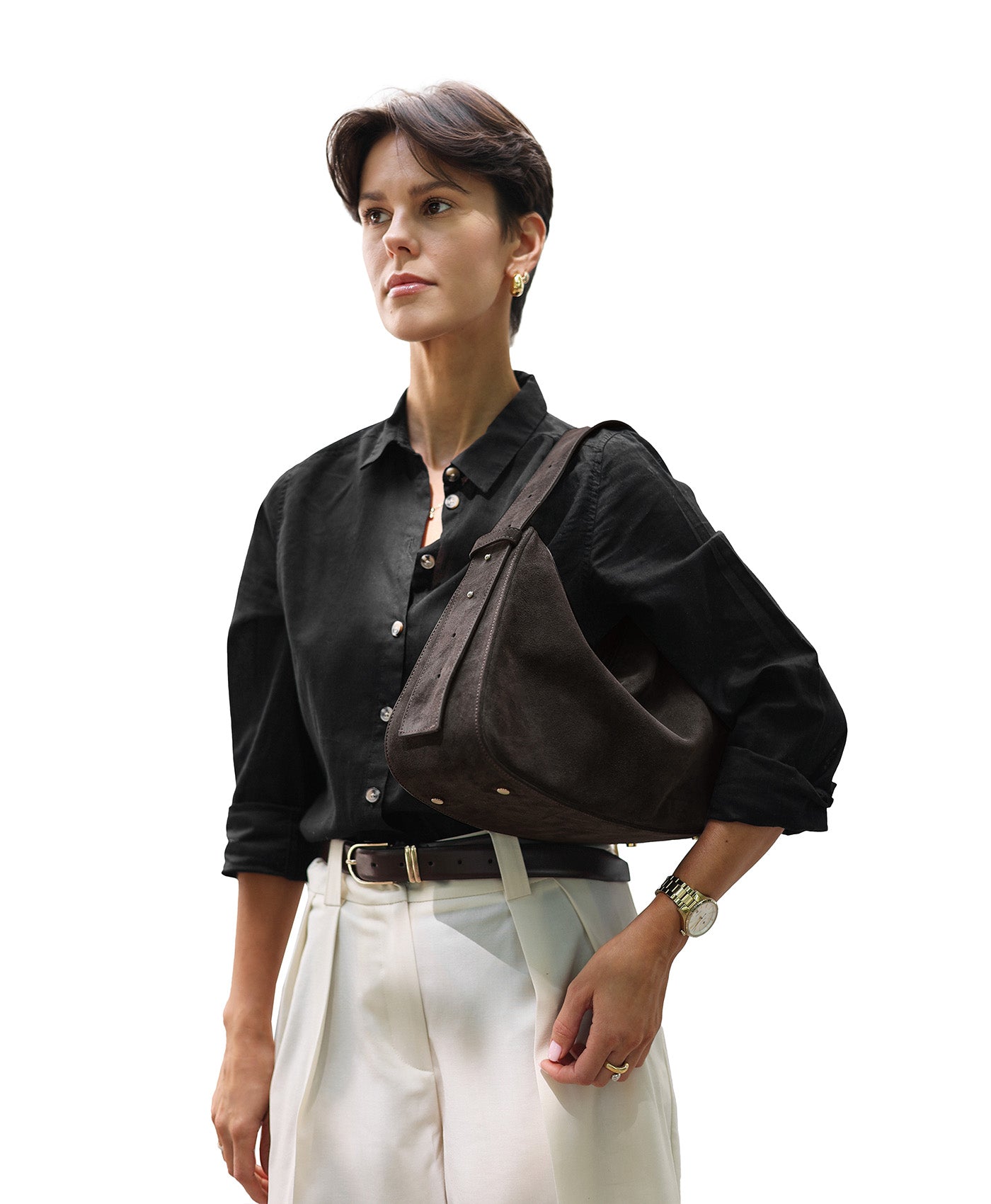 „BOBBI M” ZAMSZ KAWA, Z DOWOLNYM PASKIEM "MINIMAL"