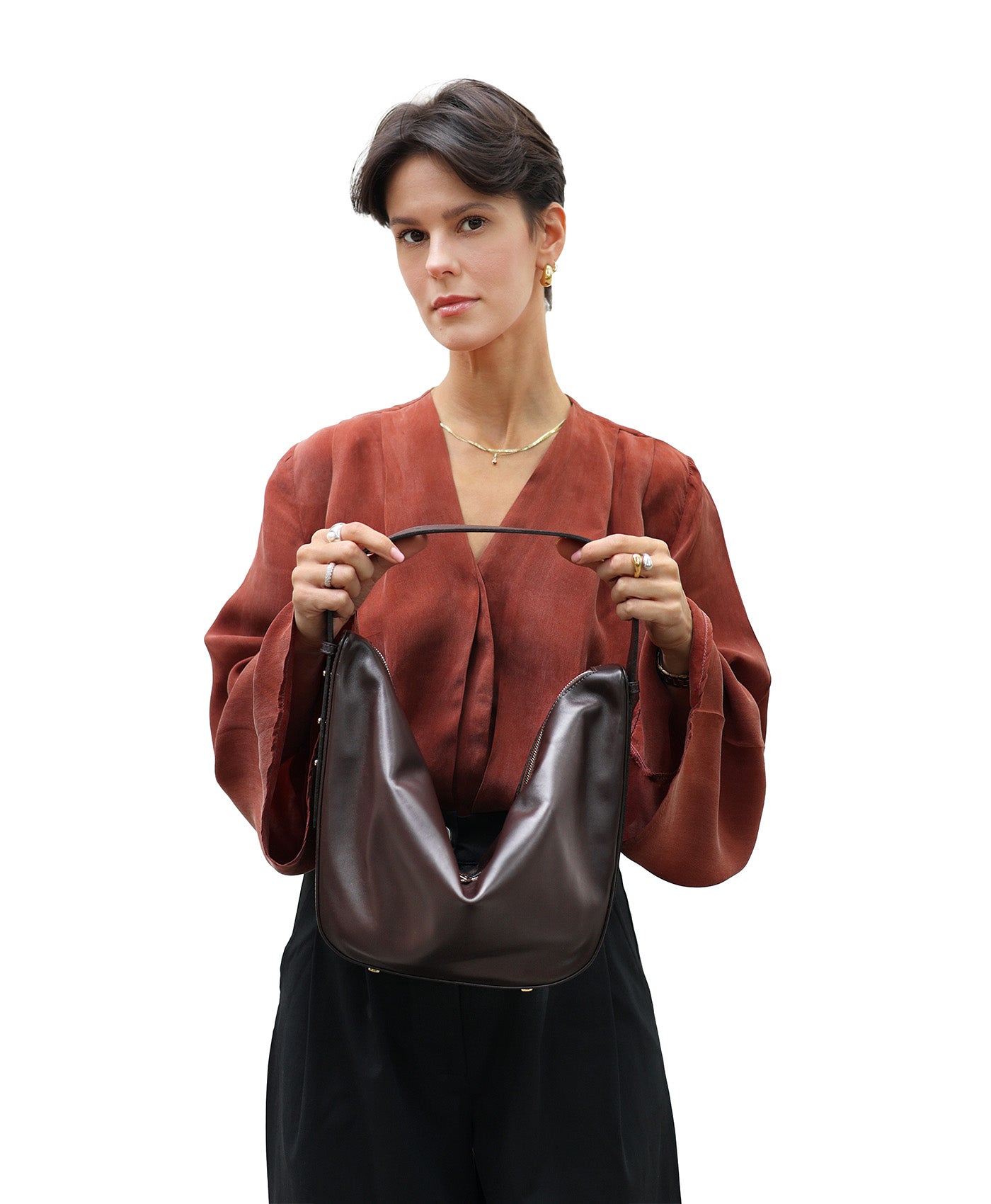 "BOBBI NERKA” ŚREDNI WĄSKI PASEK „MINIMAL” GORZKA CZEKOLADA